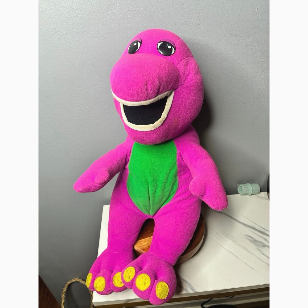 Vintage 1992 Talking Barney Plush Toy Playskool Hasbro Working